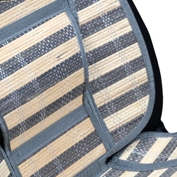 Oto Hasır Bambu Minder Ön Gri İkili Takım Bel Destekli Terletmez WF-1021-1-GR - 4