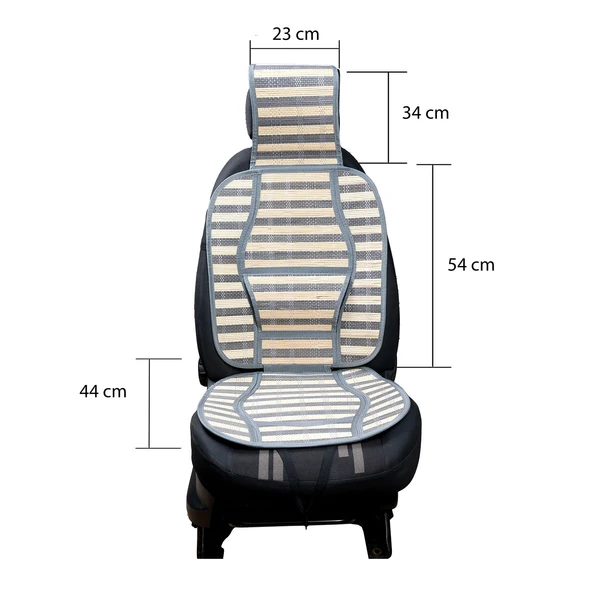 Oto Hasır Bambu Minder Ön Gri İkili Takım Bel Destekli Terletmez WF-1021-1-GR - 3