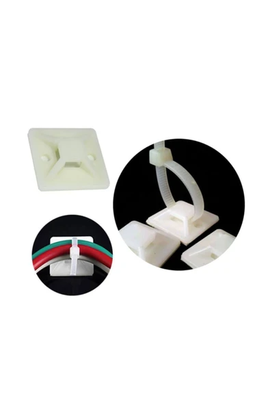 WOZLO 20*20mm Kare Yapışkanlı Kroşe Kablo Bağı - 50 Adet - 8