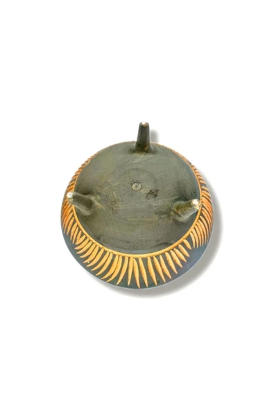 Ayaklı Kazıma Desenli Kase 20cm - 2