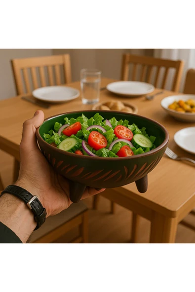 Ayaklı Kazıma Desenli Kase 20cm - 3