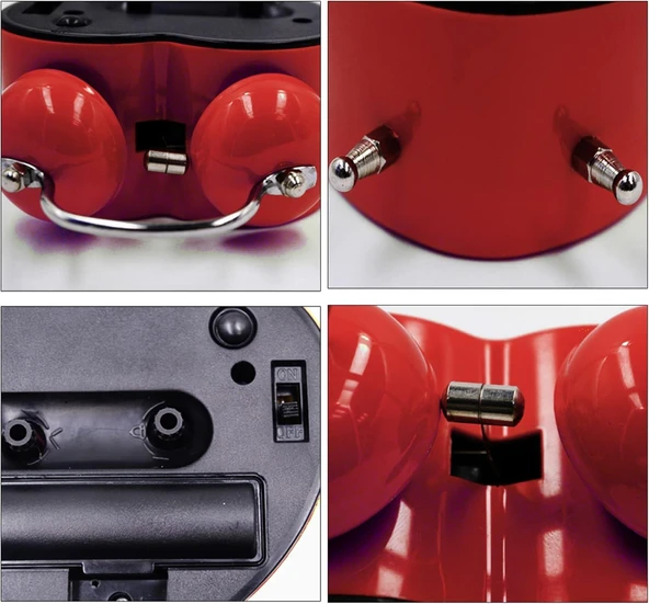 Valkyrie Akar Saniyeli Kalp Şeklinde Analog Çalar Saat Kalpli Alarmlı Yüksek Zil Sesli Işıklı Masa Saati Kırmızı - 3