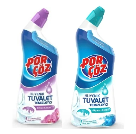 Porçöz Hijyenik Tuvalet Temizleyici Okyanus Esintisi Hijyenik Tuvalet Temizleyici Orkide Kokusu 750 ml 2'li set