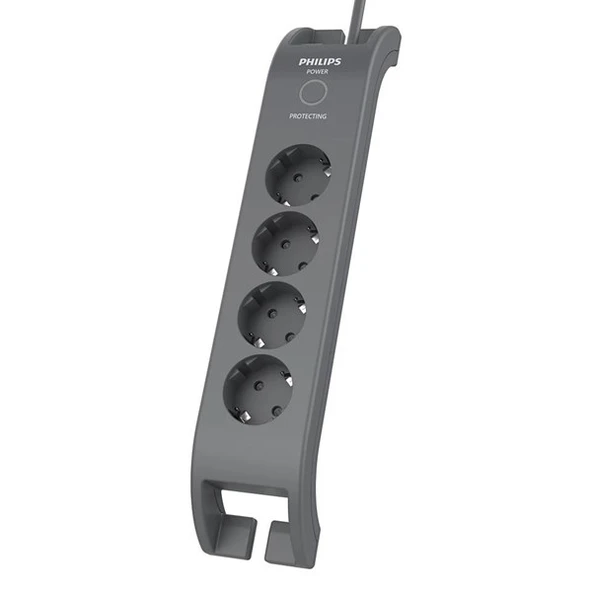 PHILIPS 4-lü SPN3140A/62 900 Joules Akım Koruma Prizi GRİ