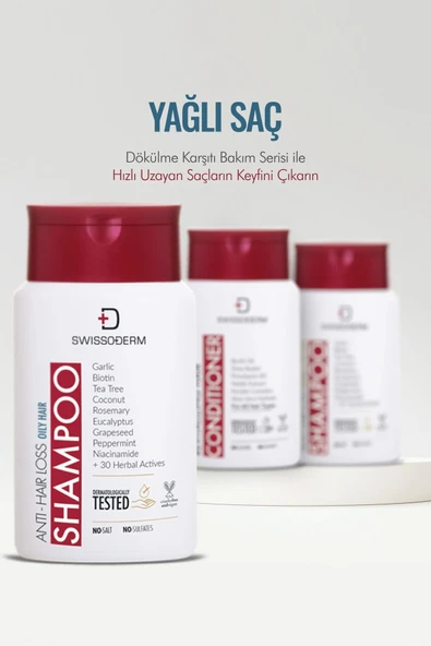 Swissoderm Dökülme Karşıtı Şampuan, Yağlı Saç, Vegan, Hızlı Uzatma, Sülfatsız Tuzsuz Saç Dökümesine Karşı 300ml - 7