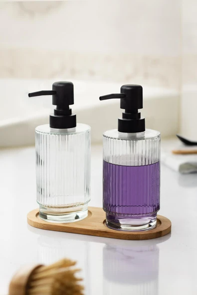 2 Li Bambu Altlıklı Sıvı Sabunluk Seti - 4