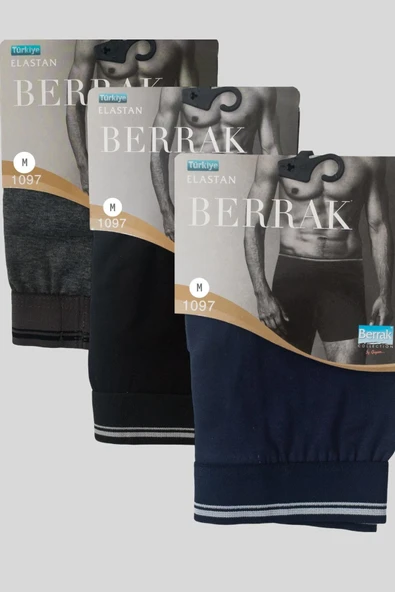 Berrak Likralı 1097 Erkek Boxer 3'lü Paket