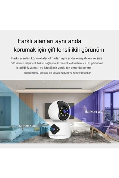 Urfakent Yoosee Çift Kameralı Wifi Kamera(Hafıza Kartı Dahildir) - 5