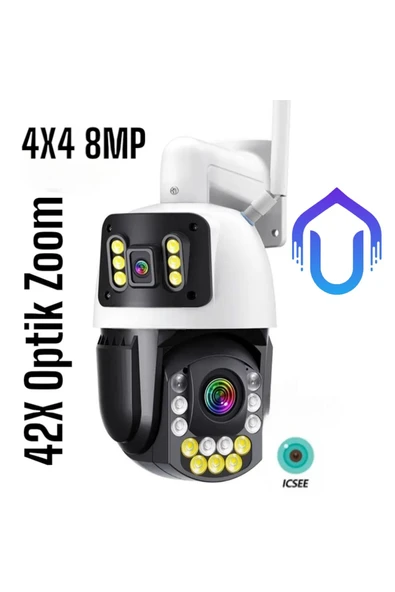 Urfakent İcsee 8 MP Çift Kameralı 42X Optik Zoom Metal Kasalı PTZ Wifi Kamera(Hafıza Kartı Dahildir) - 1