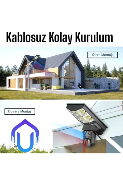 Urfakent Sokak Lambalı 3 Lensli 4G Solar Kamera - 7