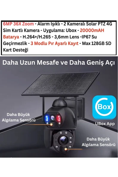 Urfakent 4G Çift Kameralı 36X Optik Zoom Solar Kamera(Hafıza Kartı Dahildir) - 3