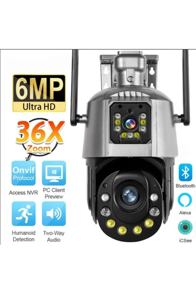 Urfakent İcsee 6 MP Çift Kameralı 36X Optik Zoom Büyük Kasa PTZ Wifi Kamera(Hafıza Kartı Dahildir) - 1