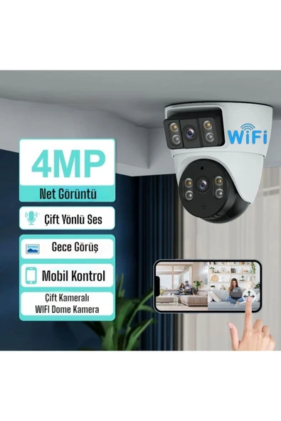 Urfakent Çift Kameralı Dome Wifi Kamera Kapı Girişi Iç Ortam Ve Asansör Kamerası - 5