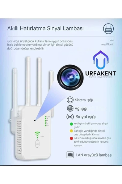Urfakent WiFi Menzil Genişletici + HD Video Kamera | Çift Bant, Güçlü Sinyal, Mobil Uyumlu - Resim 2
