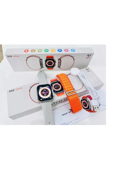 Urfakent Uyumlu Ultra Plus Akıllı Saat Gri Çift Kordon Siyah Hediyelidir