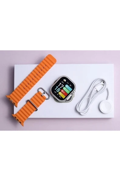 Urfakent Watch 8 Ultra H11 Ultra Plus Aktif Pusula Oyun Modu Üç Kordon 2023 Model 49mm Vidalı 450mah 2.02inc