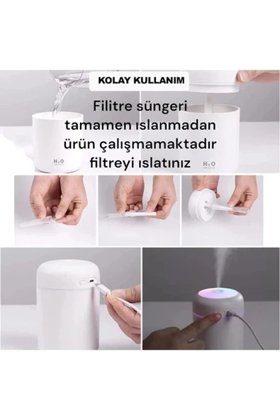 Tubrex 300 ml RGB Işıklı Ulrasonik Ledli Hava Nemlendirici Buhar Makinesi Ve Aroma Verici Buhardanlık - 3