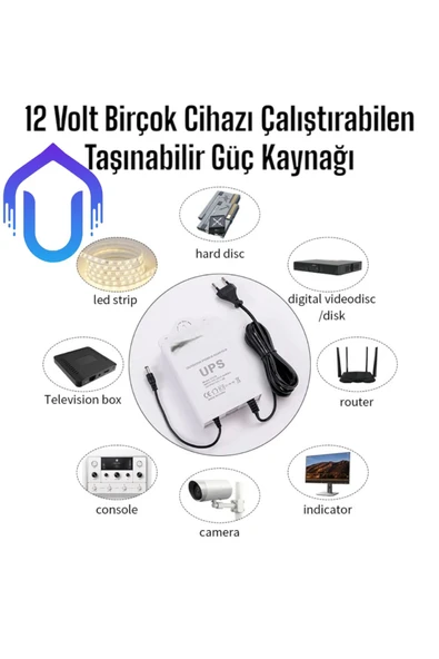 Urfakent 12 Volt UPS Adaptör Şarjlı Voltaj Korumalı Güç Kaynağı - 2