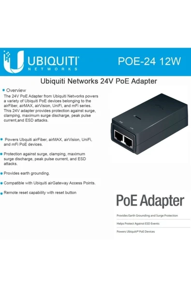 Ubiquiti Ubnt (24V-12W) 24v 0.5a Poe Orijinal 10/100 Adaptör - 2
