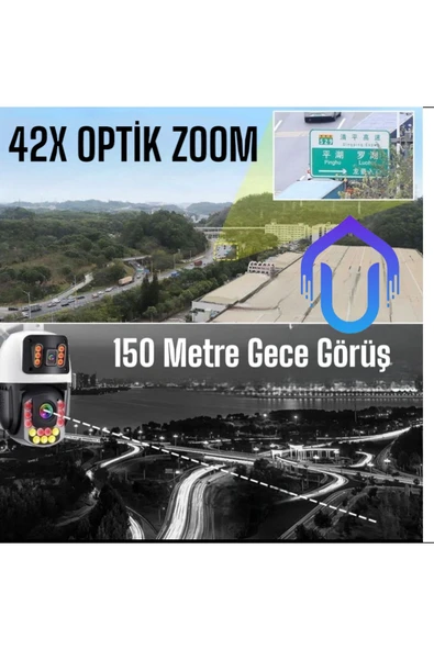 Urfakent İcsee 8 MP Çift Kameralı 42X Optik Zoom Metal Kasalı PTZ Wifi Kamera(Hafıza Kartı Dahildir) - 3