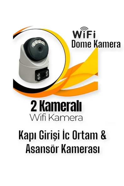 Urfakent Çift Kameralı Dome Wifi Kamera Kapı Girişi Iç Ortam Ve Asansör Kamerası - 4