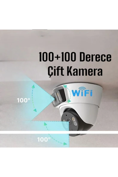 Urfakent Çift Kameralı Dome Wifi Kamera Kapı Girişi Iç Ortam Ve Asansör Kamerası - 6