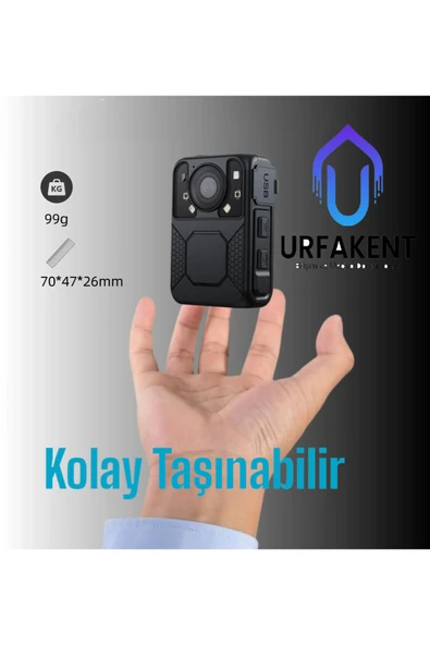 Urfakent Gece Görüşlü Ekranlı Yaka Kamerası 64 GB Dahili Hafıza - 3