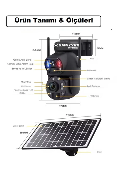 Urfakent 4G Çift Kameralı 36X Optik Zoom Solar Kamera(Hafıza Kartı Dahildir) - 4