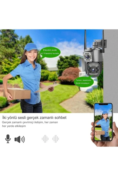 Urfakent 4G Çift Kameralı Sim Kart İle Çalışan Elektrikl PTZ Kamera(Hafıza Kartı Hediyelidir) - 7
