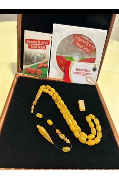 Urfakent SERTIFIKALI IMZALI 1 TONLUK TESPIHTEN 444. NOLU SIKMA KEHRIBAR ürün görseli