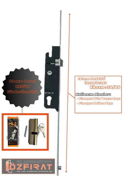 ÖZFIRAT PVC YAPI Pvc Kapı Ispanyolet 180cm(İTO MARKA)-90mm Barel Hediyeli - 2