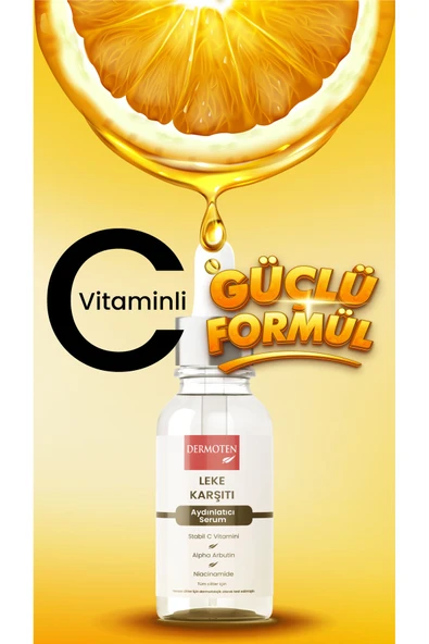 Dermoten Leke Karşıtı Cilt Aydınlatıcı, Arbutin, Niacinamide Ve C Vitaminli Cilt Bakım serumu 30 ml - 5