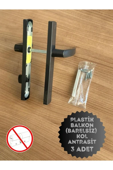 EVA PLAST Pvc Pimapen Plastik Kapı Kolu / Balkon Plastik Kapı Kolu / Antrasit 3 Adet