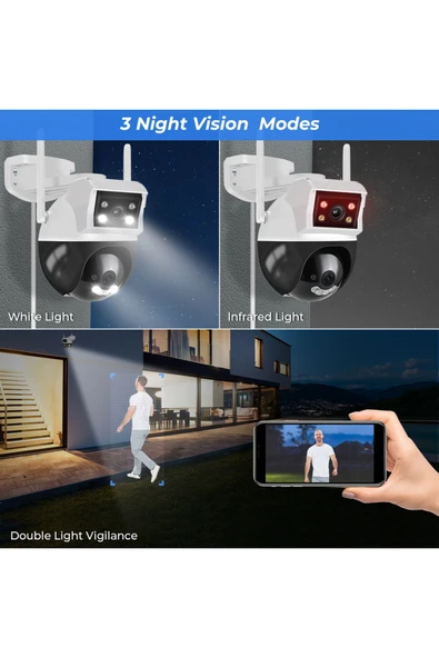 Urfakent Wifi Ptz Kamera 4mp Çift Ekran 3.6mm 6mm Ip Kamera Dış Mekan - 5