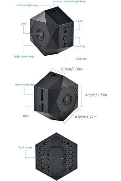 Urfakent Ithalatçı Garantili Mini Kamera Serisi Mp4 Sd Tek Ebat 4k Siyah - 8