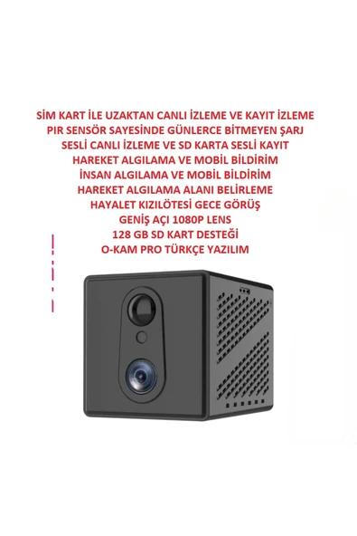 Urfakent 4G Sim Kartlı Mikro Şarjlı Video Kamera(Hafıza Kartı Dahildir) - Resim 7