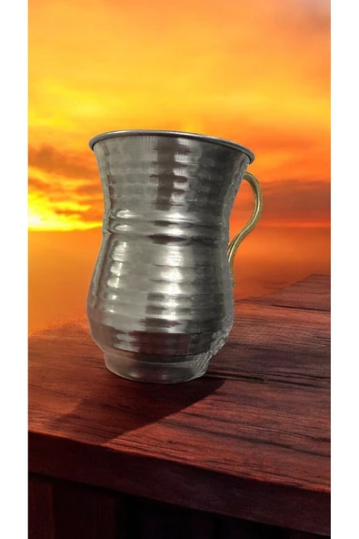 maraşçarşısı 6’lı Krom Ayran Bardağı, Büyük Boy, Bakır Görünümlü Bardak, Krom Maşrafa, 400ml - 5