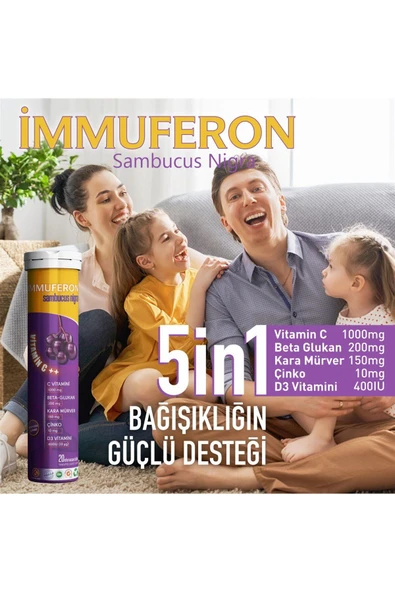 Beta Glucan 200mg, Vitamin C 1000mg, D3, Çinko, Karamürver 20 Efervesan - 6