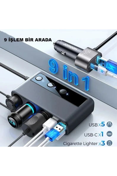 Urfakent 154w Araç Şarj Adaptörü Çakmak Splitter 9 In 1 Hediyelidir - 3