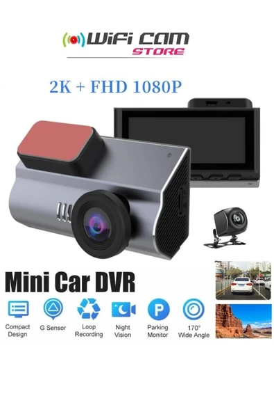 Urfakent 2.5K Ekranlı 2 Kameralı WİFİ Araç Kamerası +Park Kiti+Hafıza Kartdı Dahildir - 3