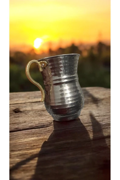 maraşçarşısı 6’lı Krom Ayran Bardağı, Büyük Boy, Bakır Görünümlü Bardak, Krom Maşrafa, 400ml - 4