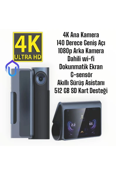 Urfakent 4K Yüksek Kalite Wifi Araç Kamerası Sürüş Asistanı Ve Dokunmatik Ekran Özellikli