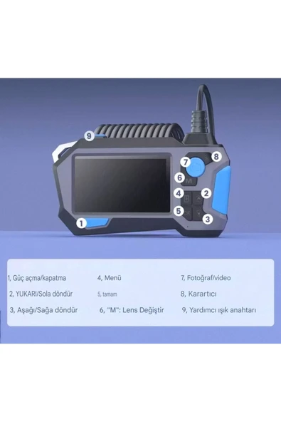 Urfakent 360 Motorlu Ekranlı Çift Lensli 5 Metre Yılan Kamera(TF Kart Girişlidir) - Resim 2