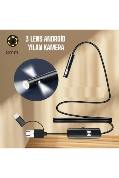 Urfakent Yılan Kamera 3 Lens 2 Metre 5 Metre 10 Metre Seçenekli Sert Kablo - Resim 3