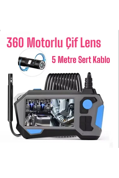 Urfakent 360 Motorlu Ekranlı Çift Lensli 5 Metre Yılan Kamera(TF Kart Girişlidir) ürün görseli