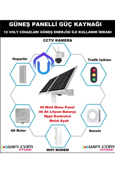 Urfakent Lityum Bataryalı Güneş Panel Seti 40 Watt Panel-40 Amper Batarya - 2