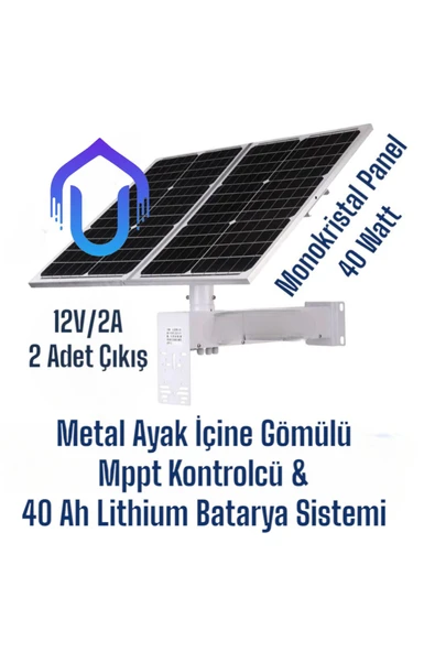 Urfakent Lityum Bataryalı Güneş Panel Seti 40 Watt Panel-40 Amper Batarya