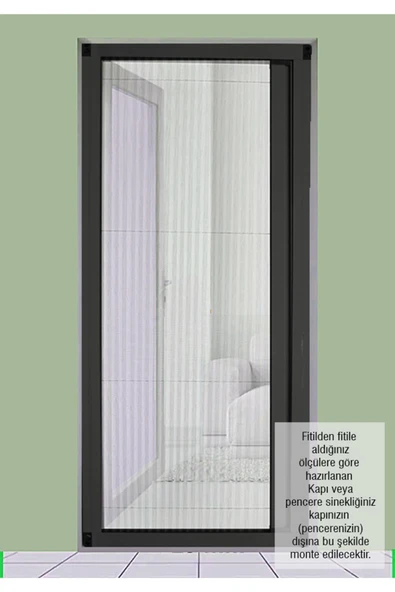 ÖZFIRAT PVC YAPI Akordeon Pileli Pilise Kapı Sineklik, Antrasit, 90x210 Cm. İstenilen Ölçüde - Resim 3