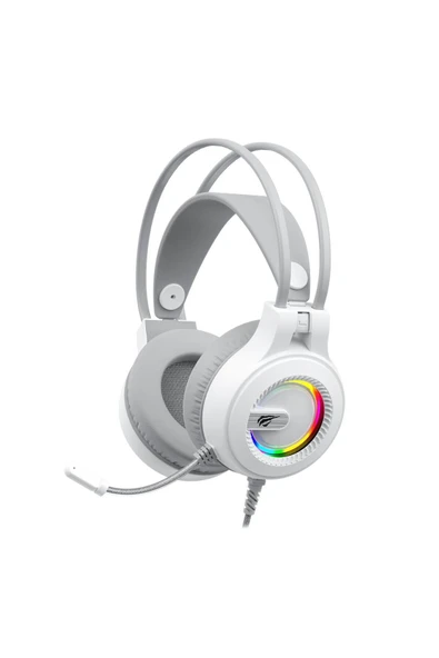 Havit Gamenote H2040D RGB Aydınlatmalı Mikrofonlu Gaming Oyuncu Kulaklığı - 3.5mm Jack + USB - Beyaz - 5