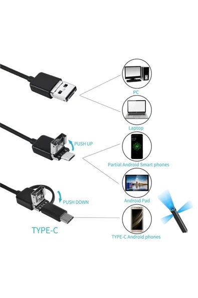 Urfakent Yılan Kamera 3 Lens 2 Metre 5 Metre 10 Metre Seçenekli Sert Kablo - Resim 3